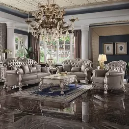 Dresden Gray Living Room Set with Nailhead Trim