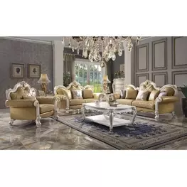 Picardy Butterscotch Living Room Set with Nailhead Trim