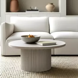 Reba Natural White Wash Round Occassional Table Set
