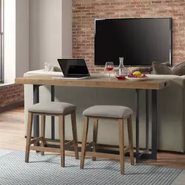 Eden Dune and Black Rectangular Bar Table Set with USB Charging