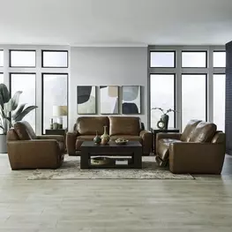 Blake Venetian Honey Leather Dual Power Zero Wall Reclining Living Room Set with Power Headrest and USB Charging