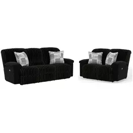 Comet Black Lay Flat Power Reclining Living Room Set with USB Charging