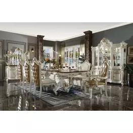 Picardy Antique Pearl and Cherry Oak Extendable Rectangular Dining Room Set