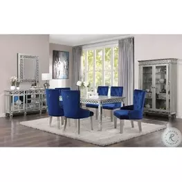 Varian Mirrored and Antique Platinum Extendable Rectangular Dining Room Set