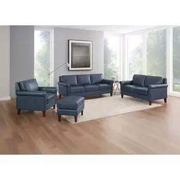 Lachlan Navy Leather Living Room Set