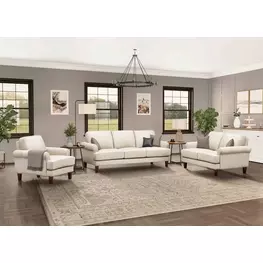 Soleil Vanilla Leather Living Room Set