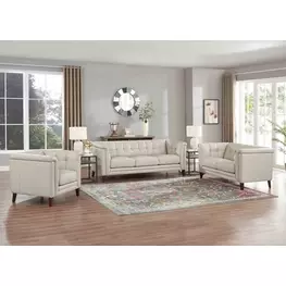 Elric Vanilla Leather Living Room Set