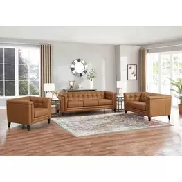 Elric Cognac Leather Living Room Set