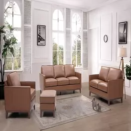 Weston Highland Saddle Leather Living Room Set