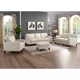 Halwyn Vanilla Leather Living Room Set
