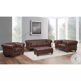 Waverly Caramel Leather Living Room Set with Nailhead Trim