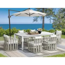 Alexa Outdoor Dining White Outdoor Rectangular Stone Top  Dining Room Set
