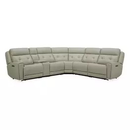 Carrington Baja Stone Leather Modular Zero Gravity Triple Power Reclining Sectional with Console and USB Charging