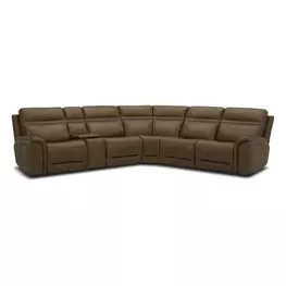 Cooper Camel Leather Modular Zero Gravity Triple Power Reclining Sectional with Console and USB Charging