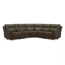 Collins York Chestnut Leather Modular Zero Gravity Triple Power Reclining Sectional with Console and USB Charging