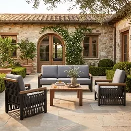 Naru Gray And Black Outdoor Living Room Set