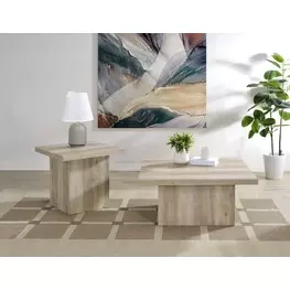 Devar Distressed Pine Square Occasional Table Set