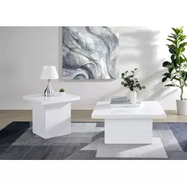 Devar White Square Occassional Table Set