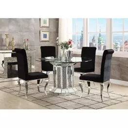 Noralie Silver Round Dining Room Set