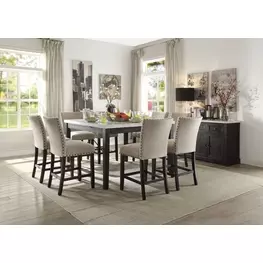 Nolan White and Salvage Dark Oak Marble Top Counter Height Dining Room Set