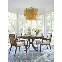 Rendezvous Walnut Round Extendable Warwick Dining Room Set
