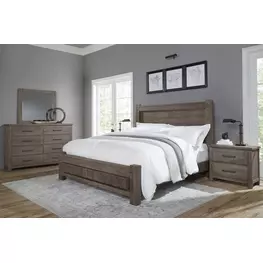 Dovetail Mystic Gray Poster Bedroom Set with Footboard