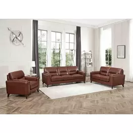 Elwyn Pecan Leather Living Room Set