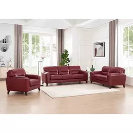 Elwyn Cranberry Leather Living Room Set