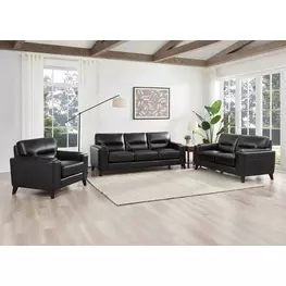 Elwyn Black Leather Living Room Set
