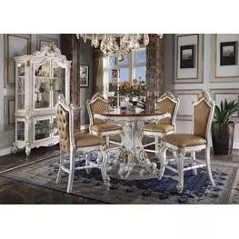 Picardy Antique Pearl and Cherry Oak Round Dining Room Set