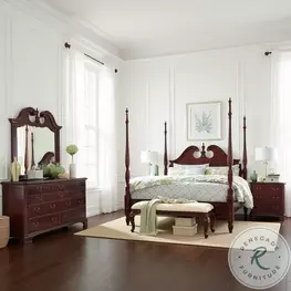 Orchard Crest Classic Antique Cherry Pediment Poster Bedroom Set