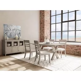 Bennett Frosted Gray Extendable Rectangular Dining Room Set