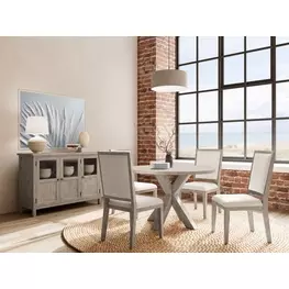 Bennett Frosted Gray Round Dining Room Set