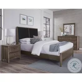 Woodbridge Dark Cashmere And Black Upholstered Low Profile Bedroom Set