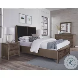 Woodbridge Dark Cashmere And Black Upholstered Storage Platform Bedroom Set