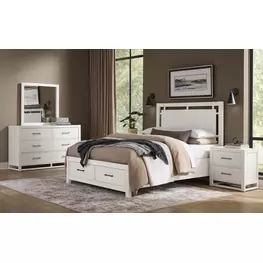 Lodge and Loft Soft White Floating Storage Panel Bedroom Set