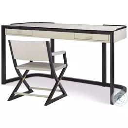 Jude Light Grey Leather And Black Walnut Home Office Set