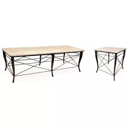 Belvedere Beige and Gray Rectangular Occasional Table Set