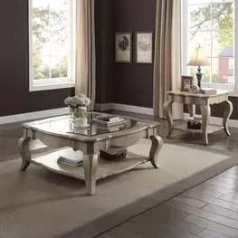 Chelmsford Antique Taupe Glass Top Occassional Table Set