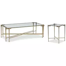 Iron Transparent and Gold Rectangular Occasional Table Set