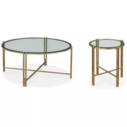 Kensington Transparent and Gold Round Occasional Table Set