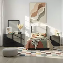 Modena Midnight Blue and Cream Youth Upholstered Panel Bedroom Set