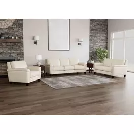 Sherwyn Vanilla Leather Living Room Set