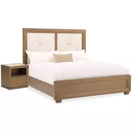 Portrait Sienna Brown Panel Bedroom Set with LED and USB Charging