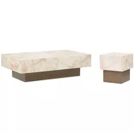 Portrait Sienna Brown and Creamy Peach Rectangular Occassional Table Set