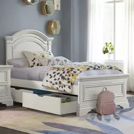 Olivia Brushed White Youth Panel Bedroom Set