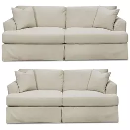 Sutton Sand Slip Cover Flared Arm Living Room Set