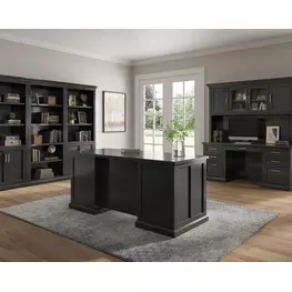 Abby Black Double Pedestal Home Executive Office Set