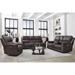 Eldridge Steamboat Brown Leather Zero Gravity Power Reclining Living Room Set with USB Charging