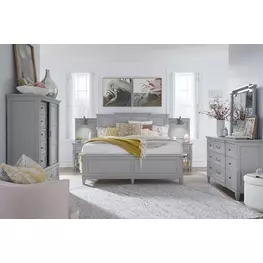 Glenbrook Pebble Wall Bedroom Set with 2 Nightstand and USB Charging